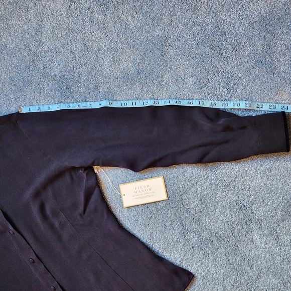 NWT VTG Field Manor 100% silk button-down blouse Size 12 Color black - Picture 13 of 14